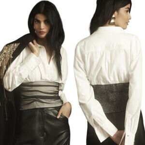 Anthropologie Maeve Tulle Lace Cummerbund Blouse